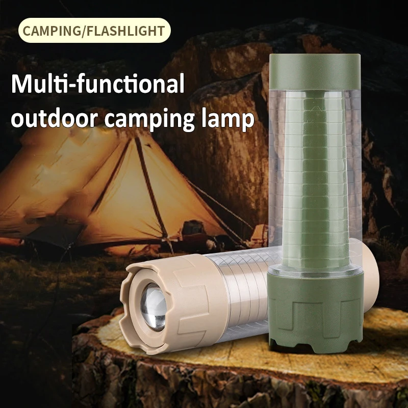 Multi-functional Outdoor Camping Lamp Portable USB Rechargeable Flashlight with Hook Magnet Retro Camping Ambient Lighting
