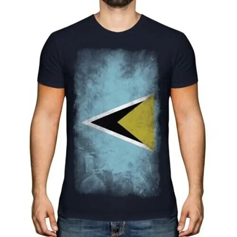 CAMISETA PARA HOMBRE SAINT LUCIA FADED FLAG TEE TOP ST. LUCIA CAMISETA JERSEY REGALO