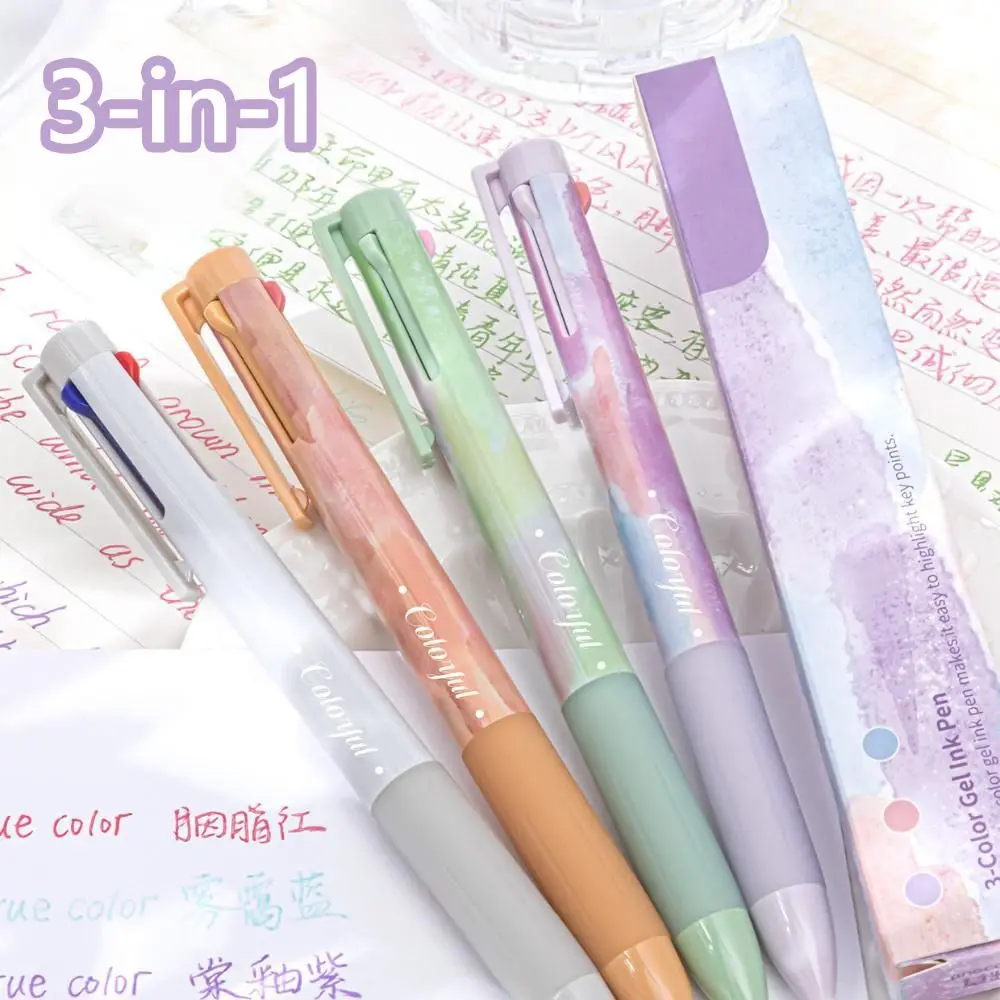 High Quality 3 Colors Ballpoint Pen Press Using 0.5mm Tip Gel Pen Quick Drying Writing Pens Studens