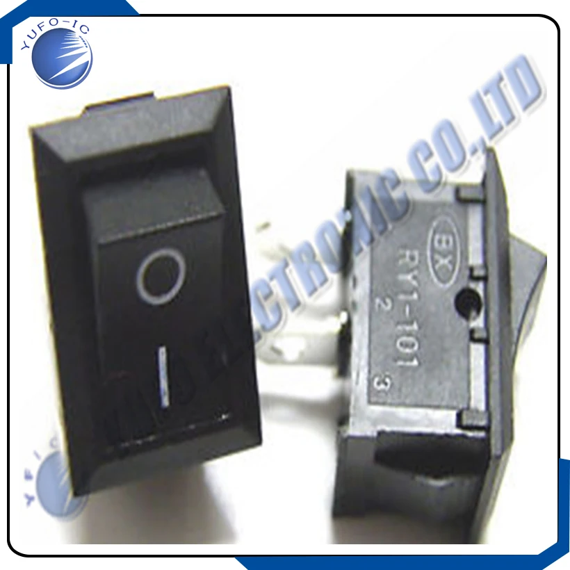 Free Shipping one lot 5pcs Rocker Switch 10A 125V 6A 250V ON-OFF Button 2-pin New Black