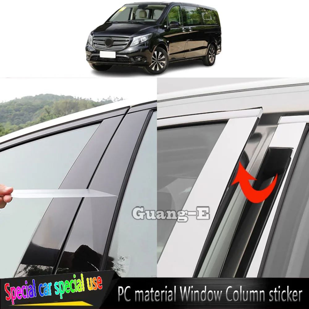 

For Mercedes Benz Vito W447/V-Class V250 260L 2016 2017-2022 Car TPU/Glossy Mirror Pillar Post Cover Stickers Accessories 4pcs