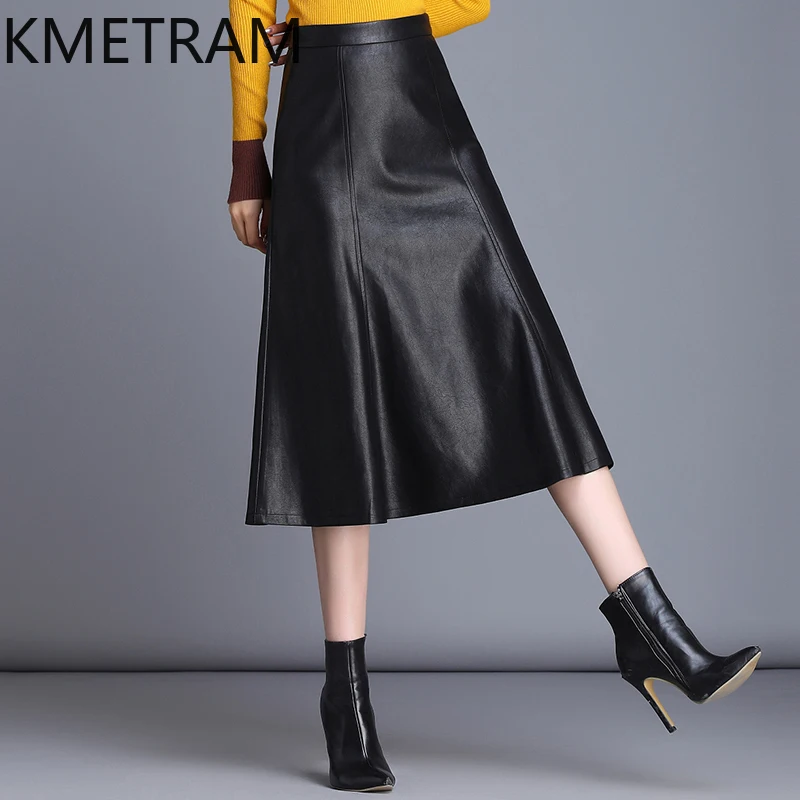 Kmetram echte Leder röcke für Frauen Frühling Herbst Frauen Kleidung koreanischen mittellangen Rock 2024 Slim Fit Faldas Para Mujeres