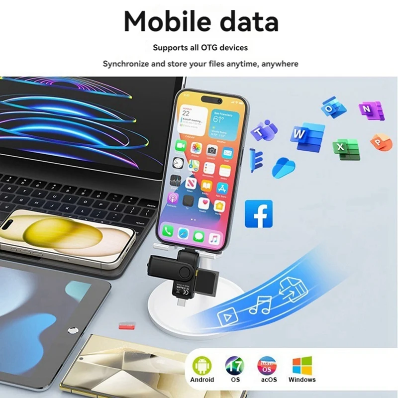 Lettore di schede adattatore per scheda TF da USB C a SD per accessori per Laptop per PC adattatore per scheda SD Cardreader di memoria intelligente per Iphone