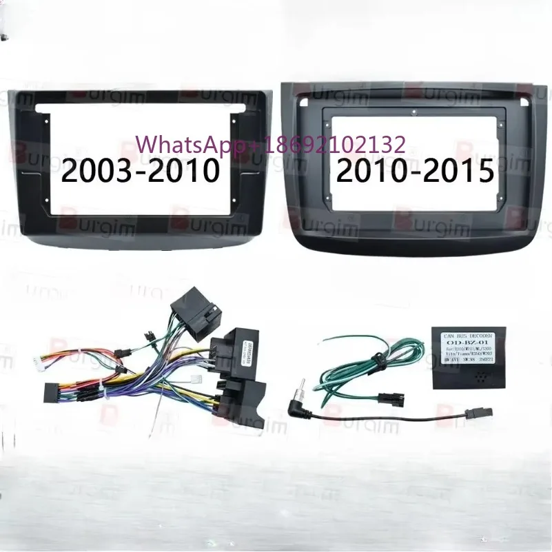Car Radio Fascias Frame for Mercedes Benz Vito Viano 2 W639 2003-2015 10 Inch 2DIN Stereo Panel Harness Wire Canbus Decoder Box