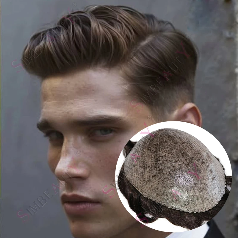 

Европейский мужской парик из 100% натуральных волос, незаметный, на тонкой кожной основе, протез # 6 коричневых, черных, серых и 1B40 цветов, волосы с естественной линией роста, с эффектом волнистости