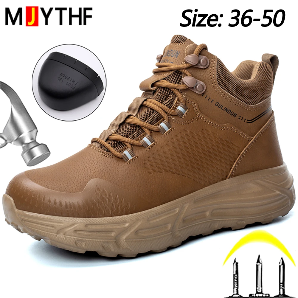 Plus Size 50 Protection Shoes Men Puncture-Proof Safety Shoes Anti-Puncture Work Boots Steel Toe Shoes Anti Slip Security Shoes