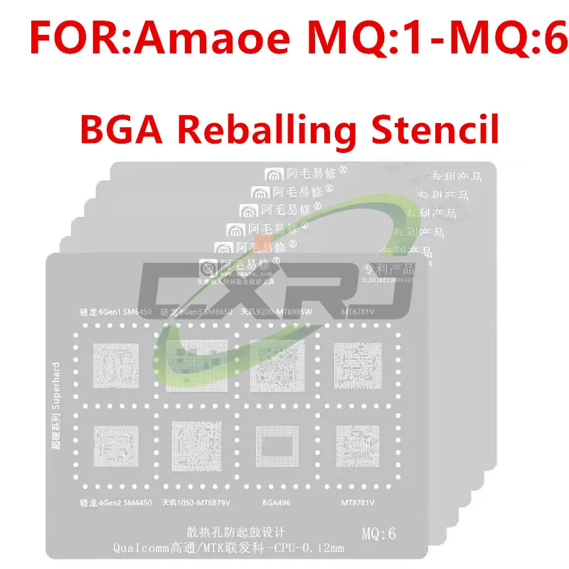 Amaoe MQ1 -6 Stencil de Reballing BGA para SM 8250 6125 7150 7250 845 865 MT6885Z 6768V Qualcomm MTK CPU RAM IC Chip Ferramenta de Malha de Aço