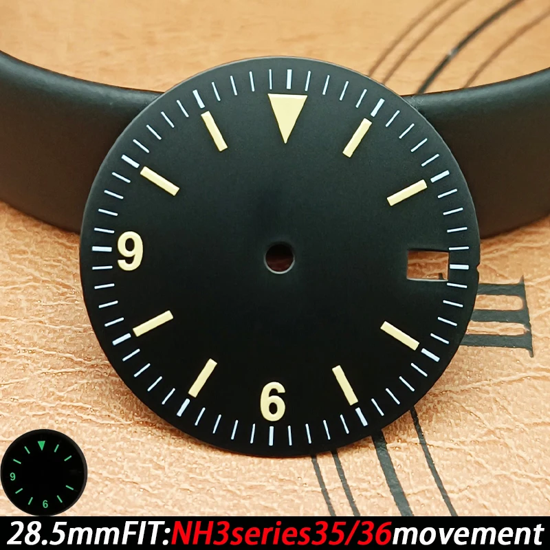 إكسسوارات قرص الساعة قرص مضيء عالي الجودة 28.5 ملم لسلسلة NH3 35/36 قطع غيار ساعة الحركة