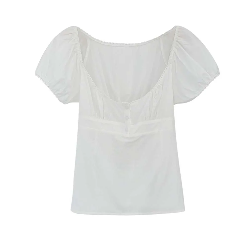 

Short Sleeved Female Low-necked Tops Shirt Korean Ins Style Commuting Bottoming Shirt White Short T-shirts Low-necked Thin
