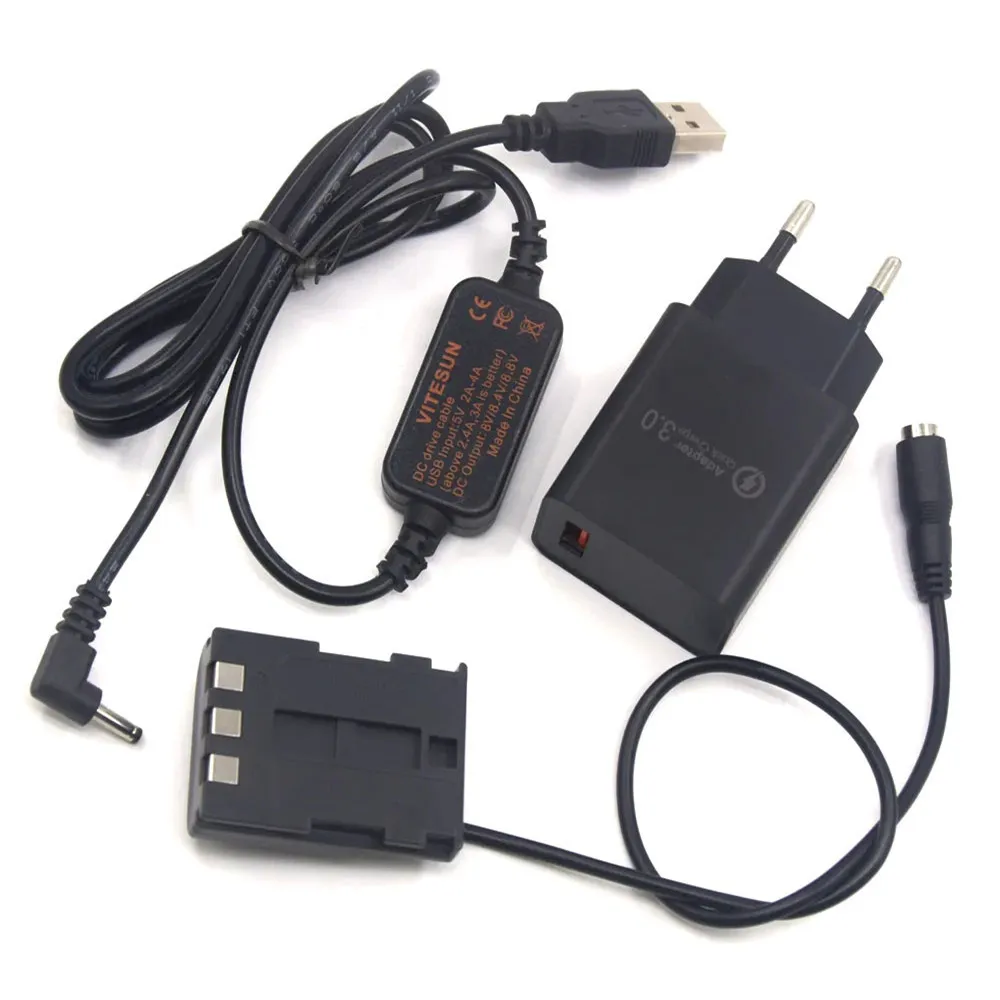 Cabo USB Power Bank Adapter, carregador para Canon G7 G9 S60 S70 S80 EOS 350D 400D, acoplador DC DR-20, NB2LH NB-2L bateria falsa