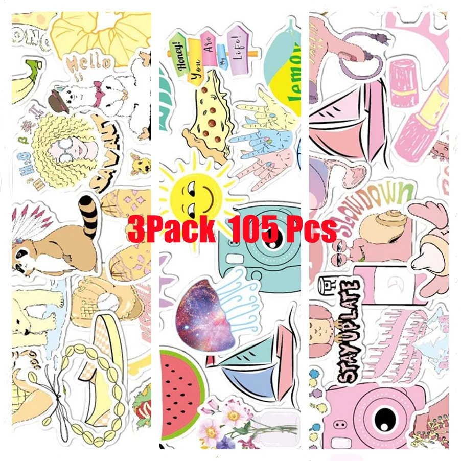 

105pcs Water Bottle Stickers Waterproof Cute Vsco Stickers for Laptop Aesthetic Trendy Vinyl Stickers Pack for Mac book/HP/Acer