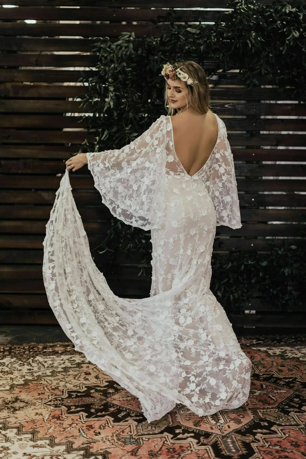 Abiti da sposa Boho sirena maniche lunghe pizzo bohémien Backless abito da sposa abiti da sposa Vestidos De Novia