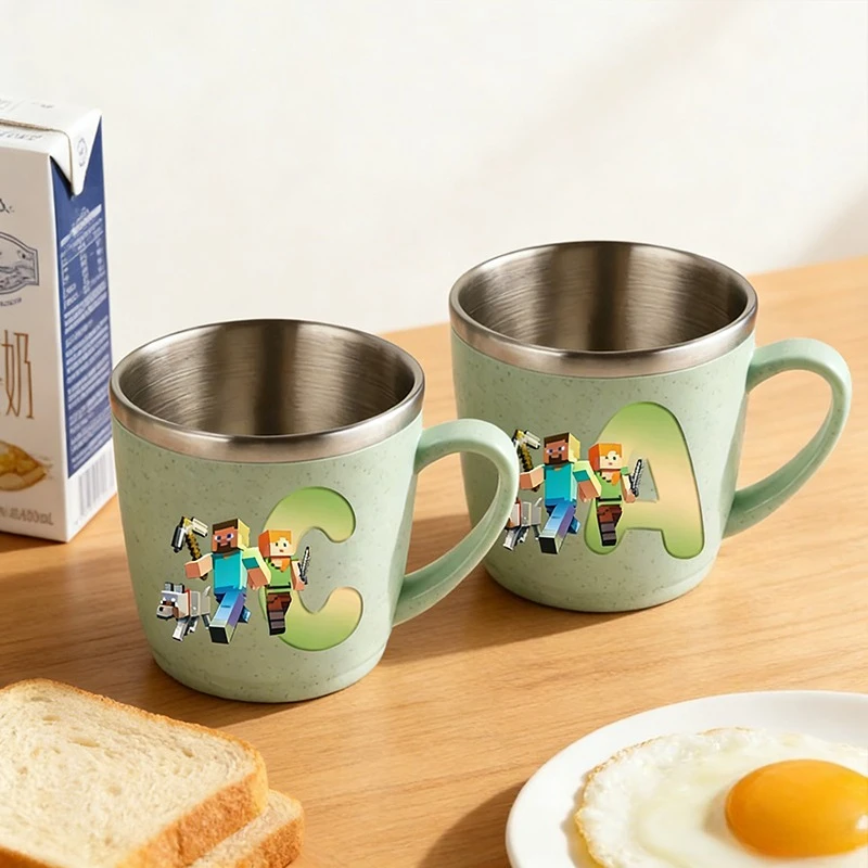 

Тематическая чашка для воды Pixel Game для мальчиков и девочек, чашки для зубных щеток из нержавеющей стали, мультяшная домашняя бутылка для кофе, напитков, чашка для молока и воды