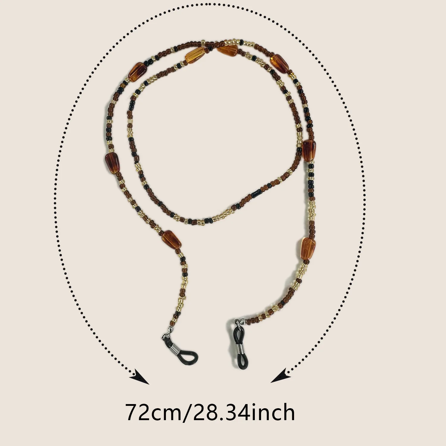 Earphones, glasses, bead hanging neck necklace, female niche design, versatile hanging rope, long anti loss accessory