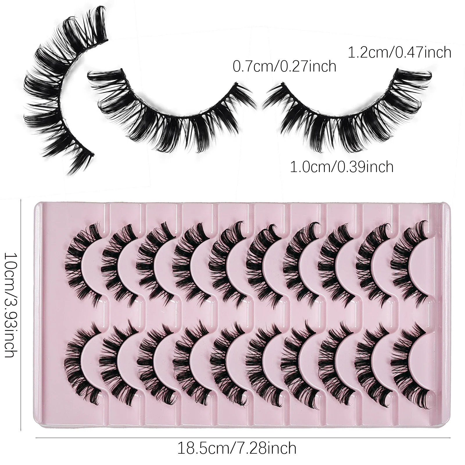 10Pairs Lashes D Curl 10-16mm Russian Lashes 3D Fake Eyelashes Reusable Fluffy Russian Strip Lashes