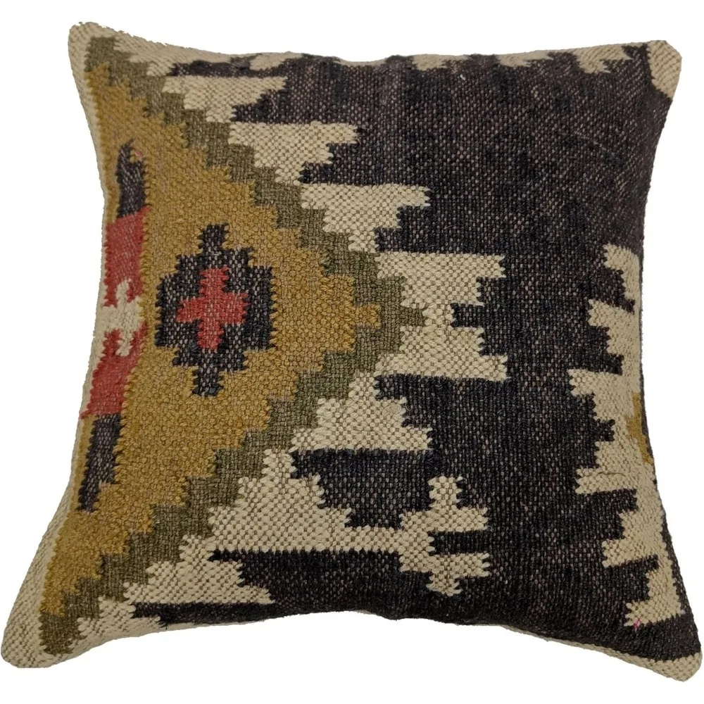 

Индийская наволочка из джута и шерсти ручной работы, стиль бохо, 18x18 дюймов, для домашнего декора