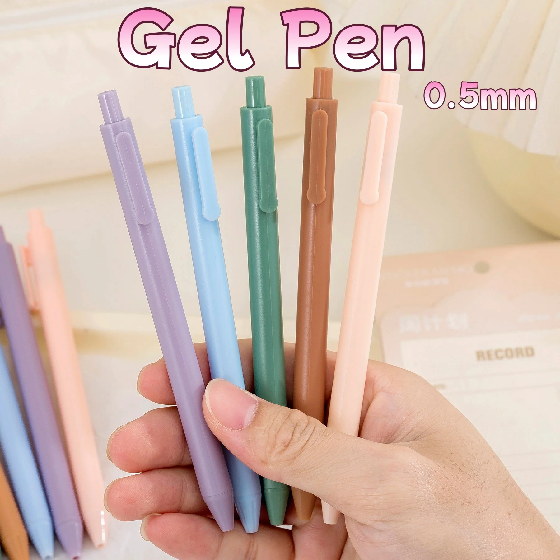 Solid Color Morandi Gel Pen for Office School, Minimalist Smooth Rollerball Aesthetic Fine Tip Student Stationery More 5 Colors