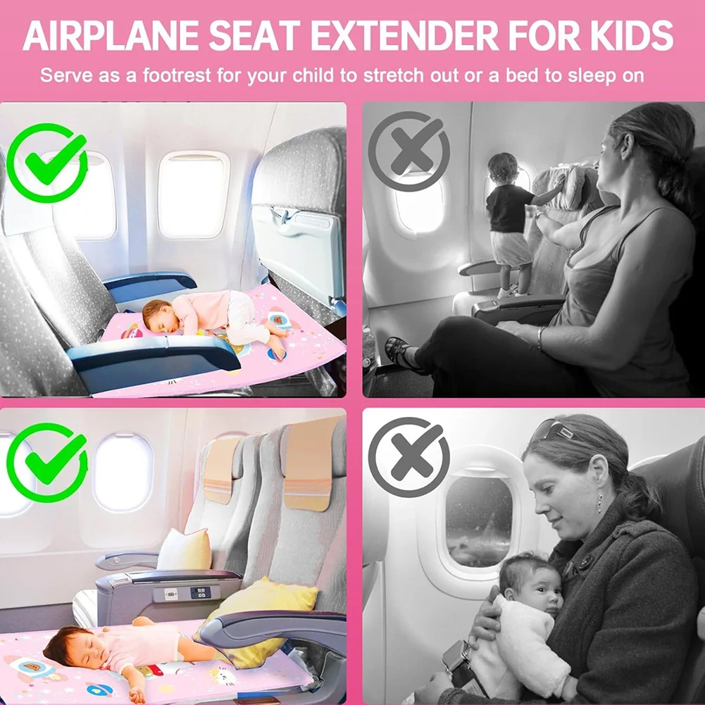 Extensor de assento de avião para crianças, cama de avião infantil PinkJAS