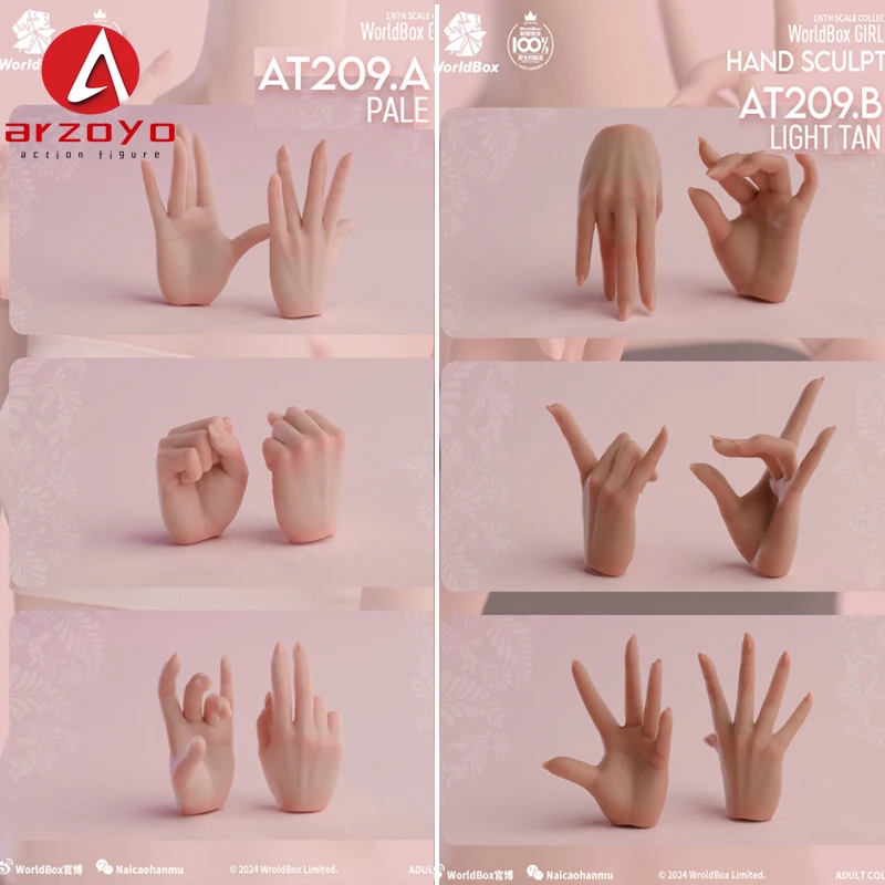 

Worldbox AT209 1/6 3 Pair Female The Hands 2.0 of Girl Body Pale/Light Tan Skin Action Figure Dolls Replaceable Accessory Model