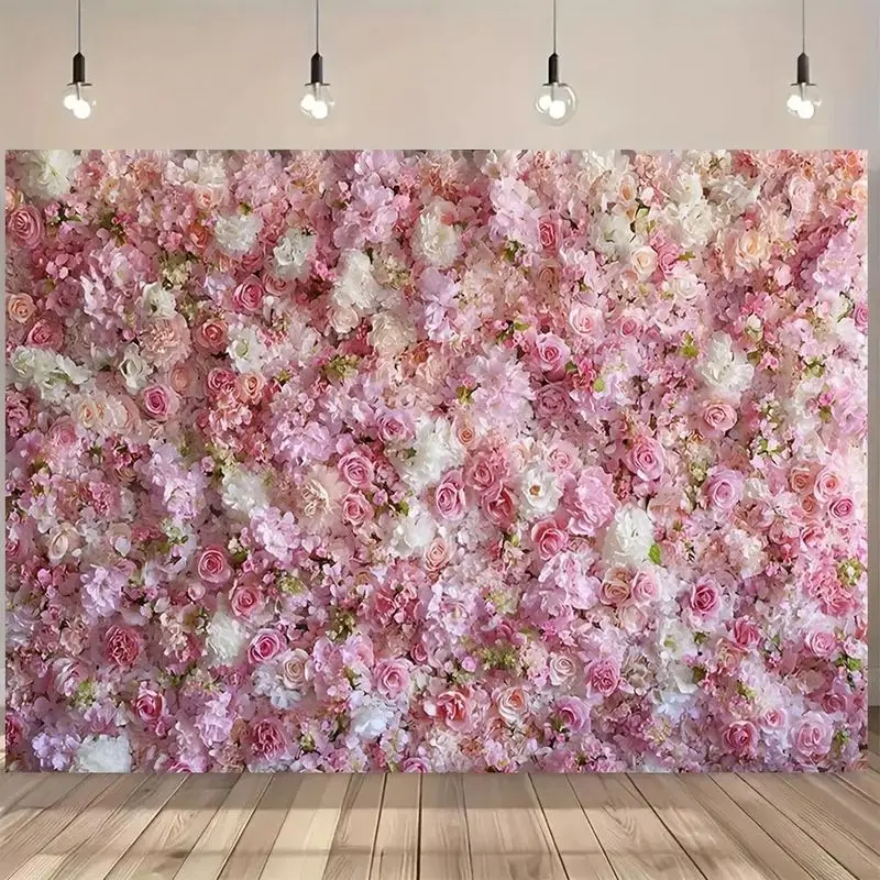 VIKAMA Pink Rose Flower Photo Backdrop Wall Tapestry Full Bloom Peony Carnation Floral Photography Background Romantic Bedroom