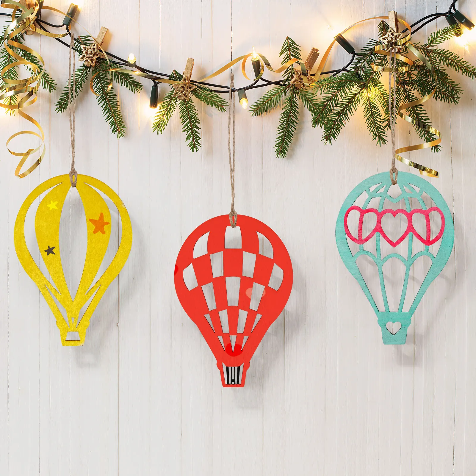 

30pcs Hot Air Balloon Wood Slices Unfinished Wooden Shapes Paintable Diy Craft Blanks For Christmas Ornaments Wooden Cutouts