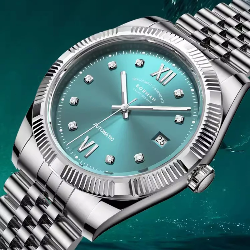 

BORMAN автоматические механические мужские наручные часы из нержавеющей стали 316L MIYOTA 8215, механизм с сапфировым стеклом, водонепроницаемые мужские часы