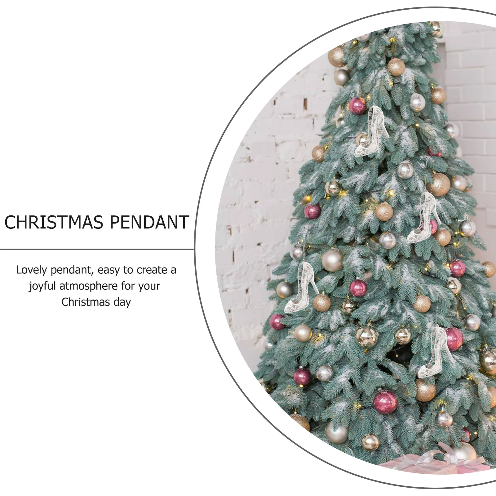 

6Pcs High Heel Shaped Pendant Christmas Tree Decoration Hanging Ornament for Home Window Mall Hotel Xmas Festive Decor Accessory