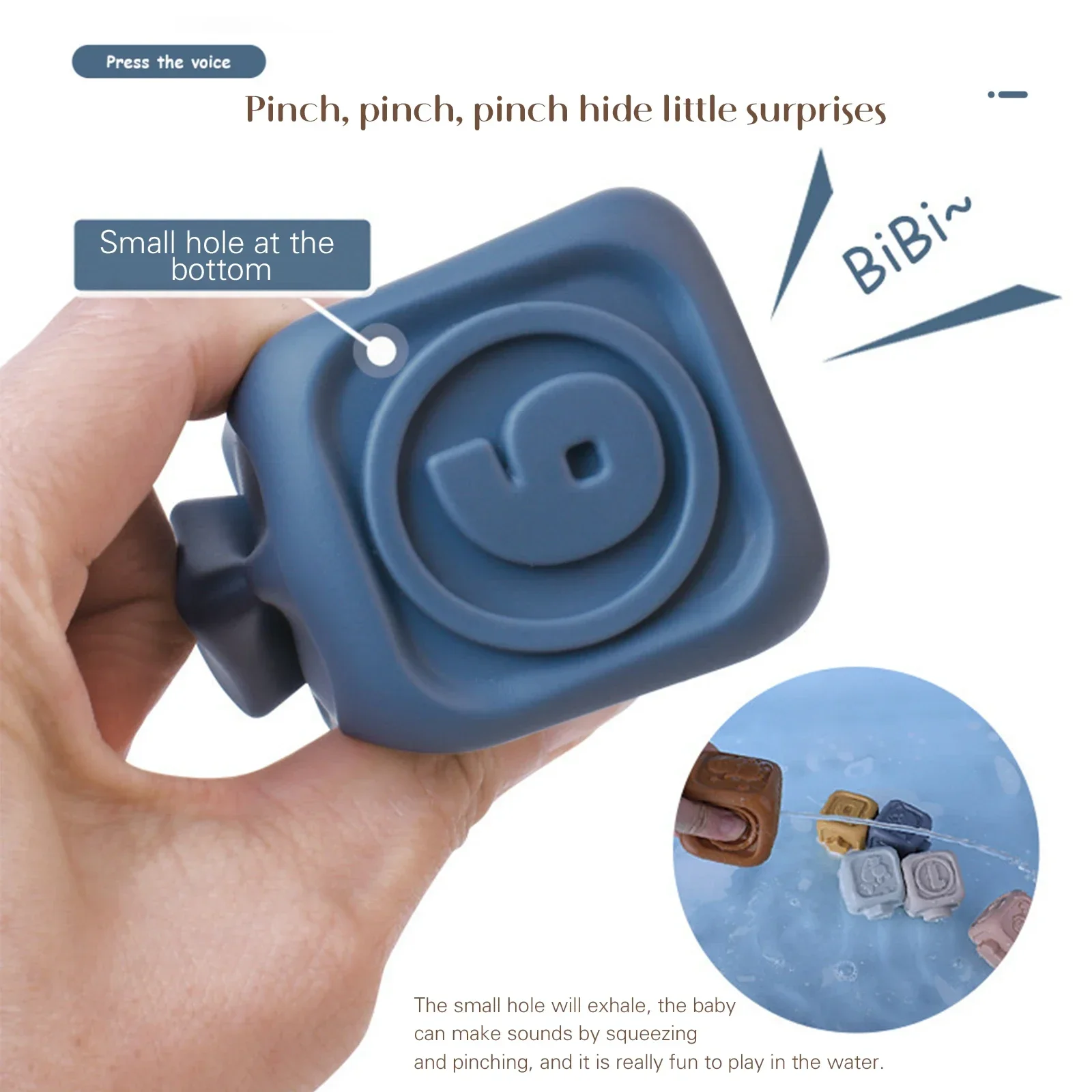 Block Toy Soft Silicone Stacking Tower Soft Cubes Bath massaggiagengive sonagli Building Blocks Toddlers Montessori Educational for Kids