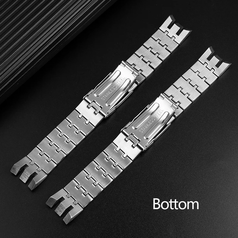 21mm Watchband For Swatch YRS403 412 402g High Quality Stainless Steel Strap Arc Notch Steel Watchband Men\'s Wristband Bracelet