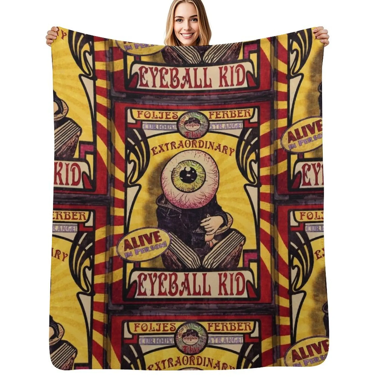

The Extraordinary Eyeball Kid: Sideshow Poster Throw Blanket Retros heavy to sleep Blankets