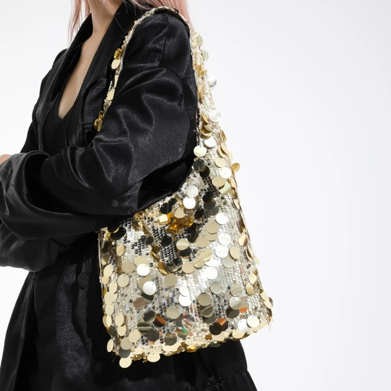 H3CB Shimmering Business Bag For Professionals Roomy Office Essential Wear Resistant Fabric Comfortable Underarm Design