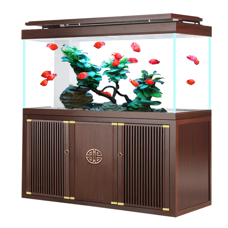 

Chinese living room large floor-mounted fish tank bottom filter aquarium screen porch partition cabinet ecological viewing tank