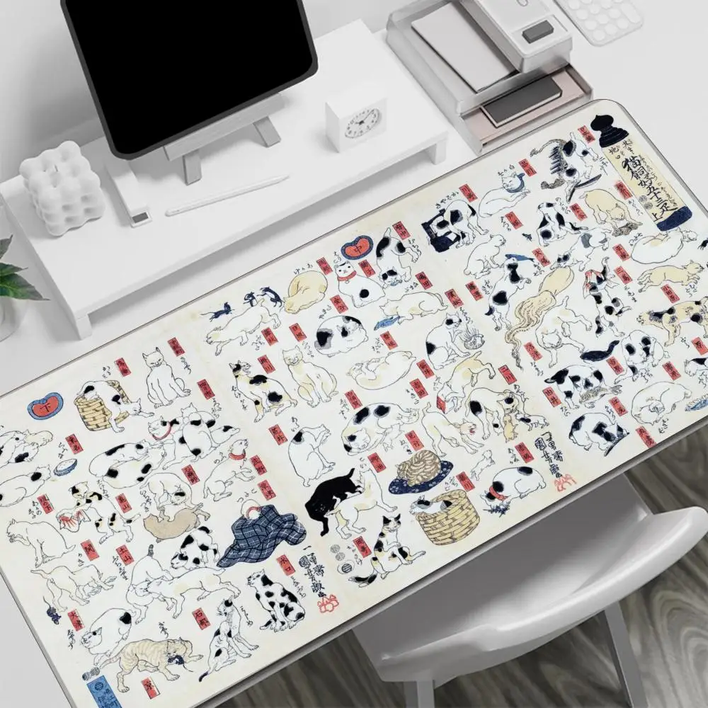 

Japanese style, Ukiyo-e, cat pictures Mouse Pad Desktop mat, game anti-slip, computer mouse pad, large size, advanced