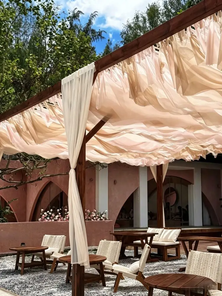 Outdoor Colorful Wave Ceiling Drapes Wind-Moved Sunshade Fabric For Patio Yard Bistro Hotel Cafe Scenic Spot Ceiling Decoration - view 6