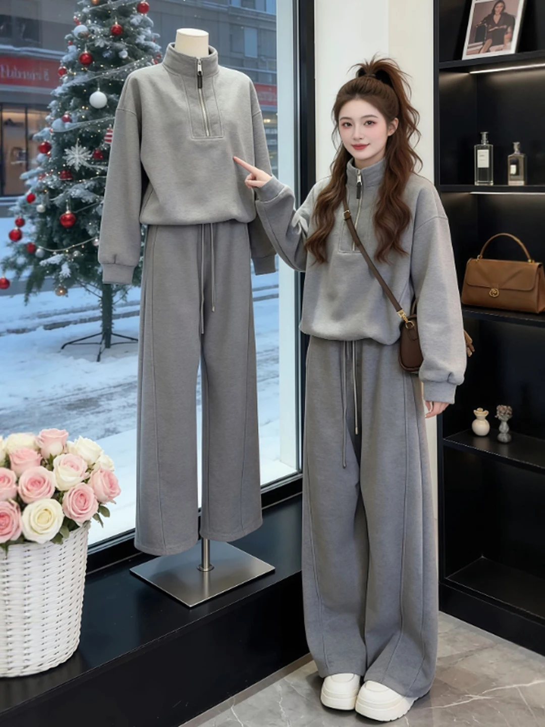 

Laid-ba Loose Feel Good Top And Casual Pants Two-piece Set Ele Clete Outfit Ootd Spring Faion Women's Set