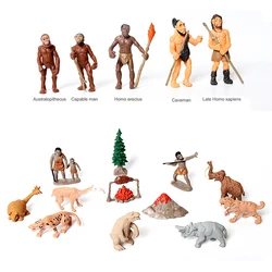 Realistic Evolution Primitive Human,Prehistoric Life Scene,Animal Model Figure Playset Educational Toys for Kid