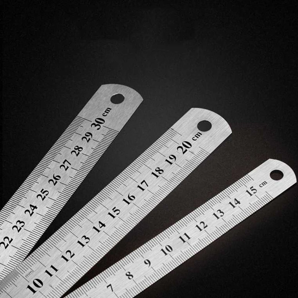 

2 Pcs Straight Rulers Graduated Steel Stainless School With Centimeters And Inches