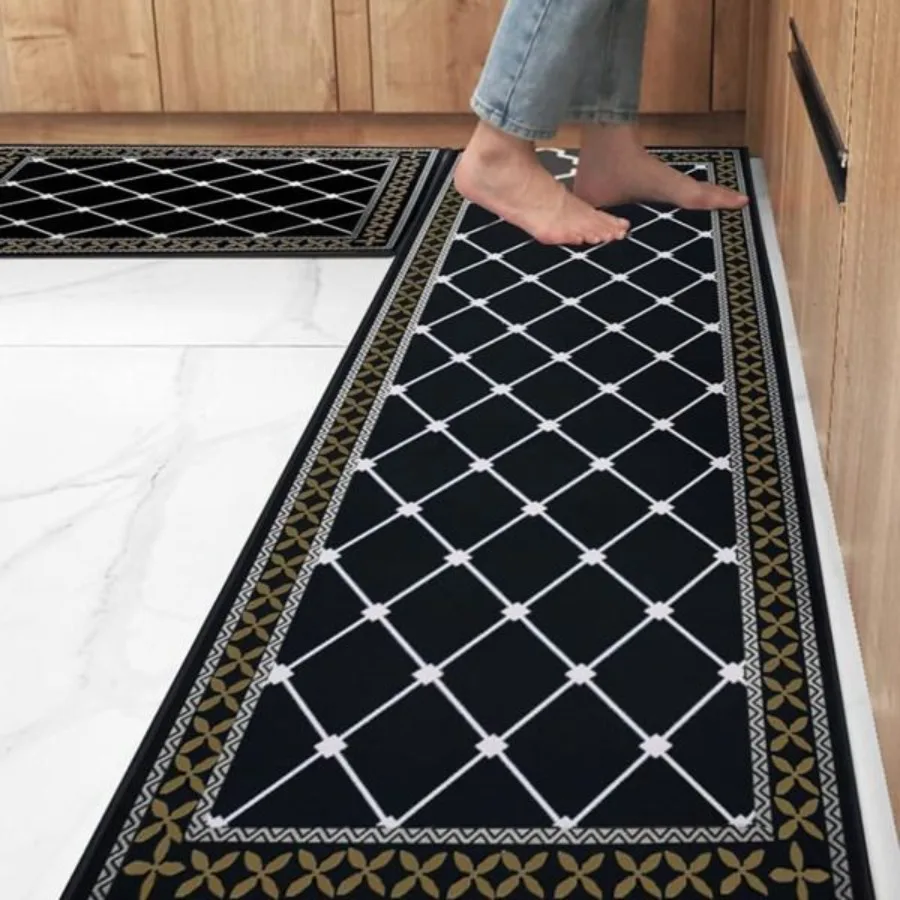キッチンラグ-洗えるキッチンマット-床用滑り止めキッチンマット-2枚セット-吸水性キッチンランナー-197-x-315インチ-197-x-47インチ