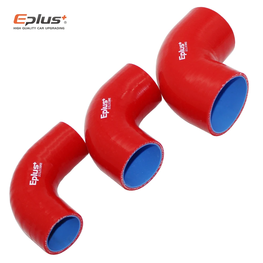 Universal 90 Degrees Silicone Tubing Braided Hose Adapter Car Intercooler Turbo Mechanical Plumbing Connecting Red Multi Size