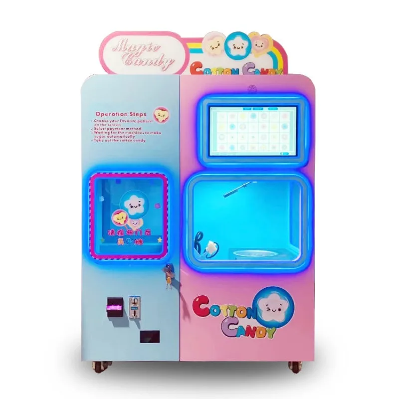 Factory Price Cotton Candy Vending Machine Earn Money Fully Automatically Cotton Candy Machine Robot Cotton Candy Making Machine