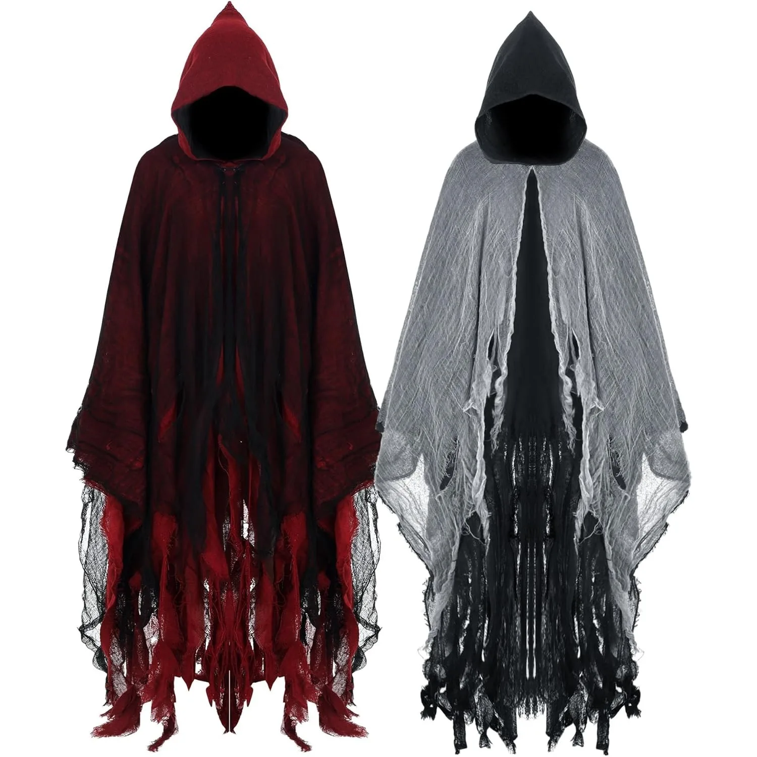 Halloween Hooded Cloak Medieval Renaissance Gothic Wizard Robe Scary Grim Reaper Cosplay Costume for Unisex