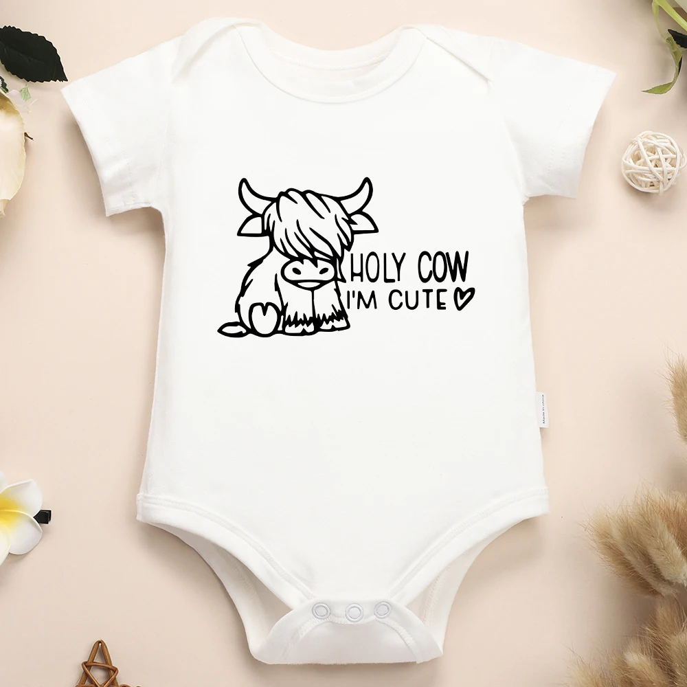 

Комбинезон для младенцев Holy Cow I'm Cute Soft and Cozy, летняя повседневная хлопковая одежда для новорожденных мальчиков и девочек, комбинезоны, быстрая доставка