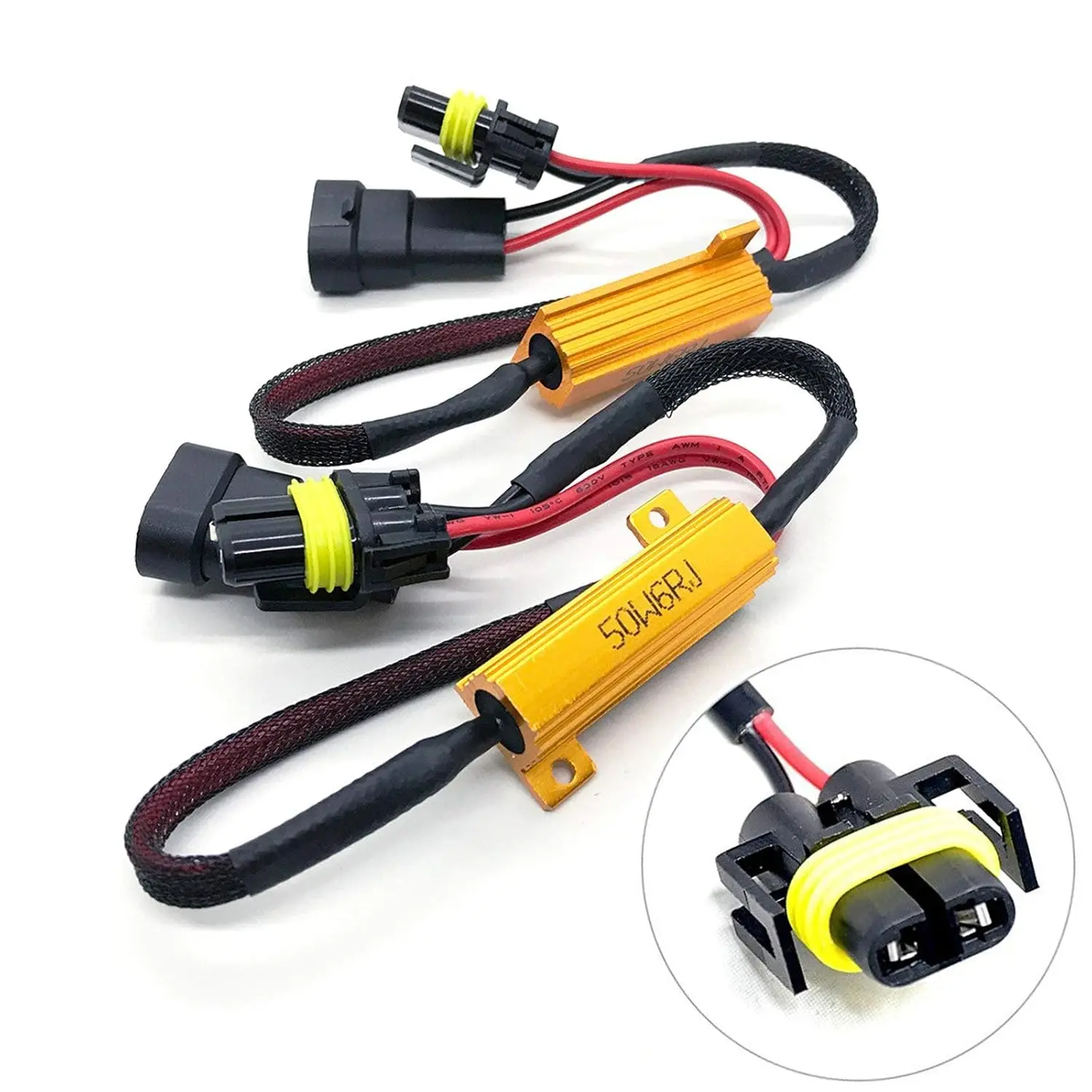H11 H8 H9 LED Load Resistor Kit 50W 8ohm Headlight Bulb Relay Harness Adapter Anti Flicker Error Decoder Warning Cancellbus