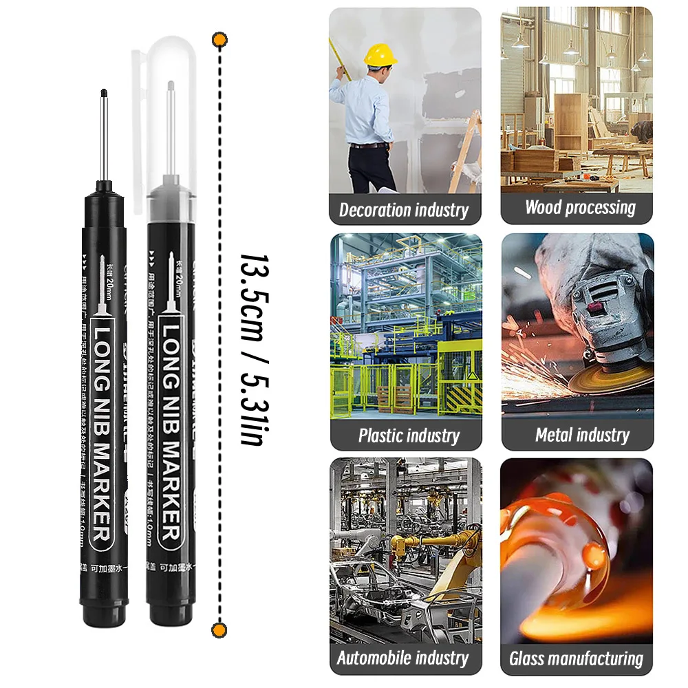 1/20pcs 20mm Deep Hole Long Nib Head Markers For Metal Perforating Pen Waterproof Bathroom Woodworking Decoration Multi-Purpos