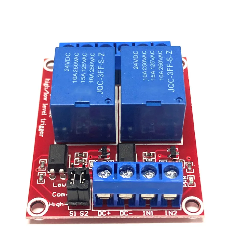 2 channel Relay Module 5V 12V 24V High and Low Level Trigger Relay Control With Optocoupler Two Way Relays DC 5 V 12V 24V