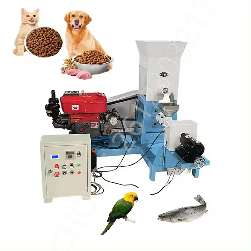 

High Quality Diesel Engine Pet Food Processing Machines 15-30hp Floating Fish Feed Pellet Extruder Cat Dog Feed Pellets Maker