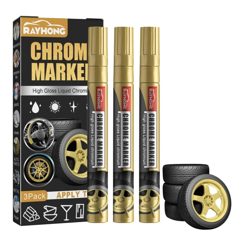 

3pcs car Chrome Marker Pen Paint Pen Car Motorcycles Bike Wheel Tyre Marker Plated Metallic Markers Car Trim Pens Tools