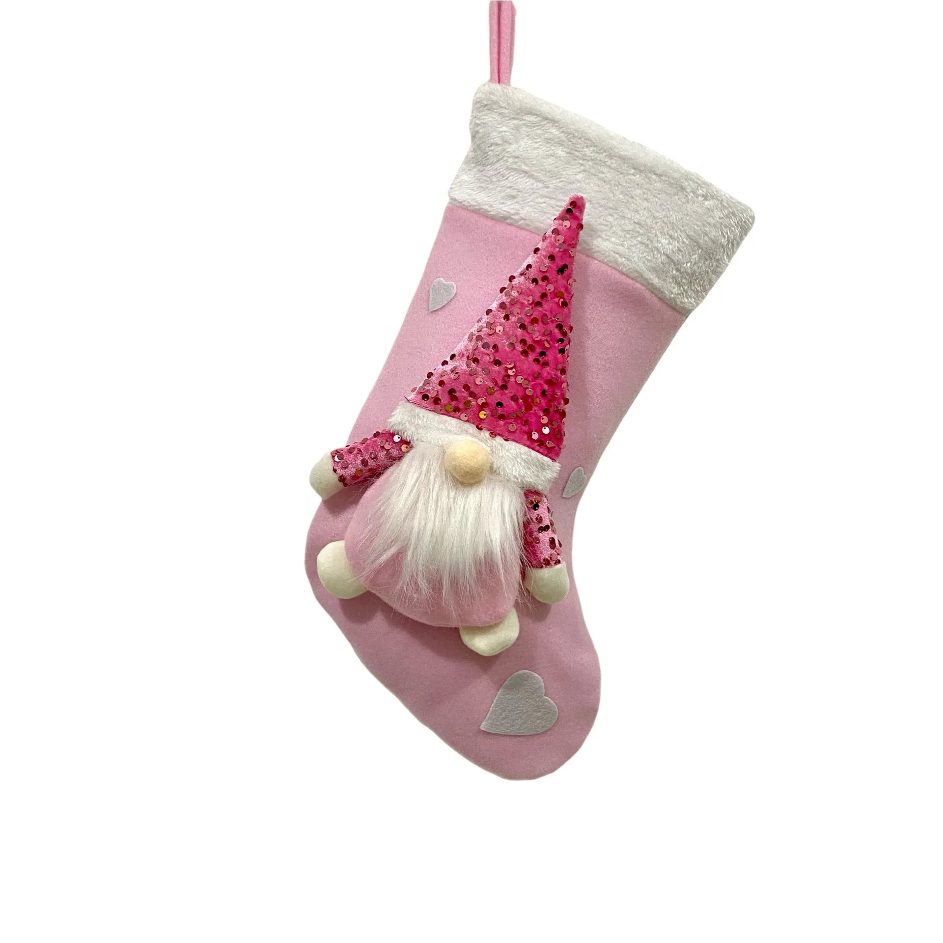 Meia de natal sem rosto gnome boneca rosa meias papai noel saco de presente ornamento da árvore de natal pendurado festa festival suprimentos