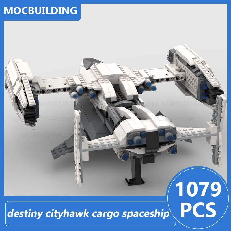 Destino cityhawk carga nave espacial moc blocos de construção diy empilhamento tijolos montar modelo espaço coleção brinquedos presentes natal 1079 pçs