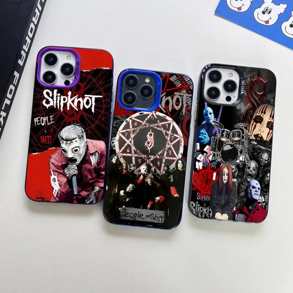 Amerikanische S-SlipKnotS Band Handyhüllen für iPhone 17 16 15 14 13 12 11 Plus Pro Max Pro Farbige Matte Abdeckung
